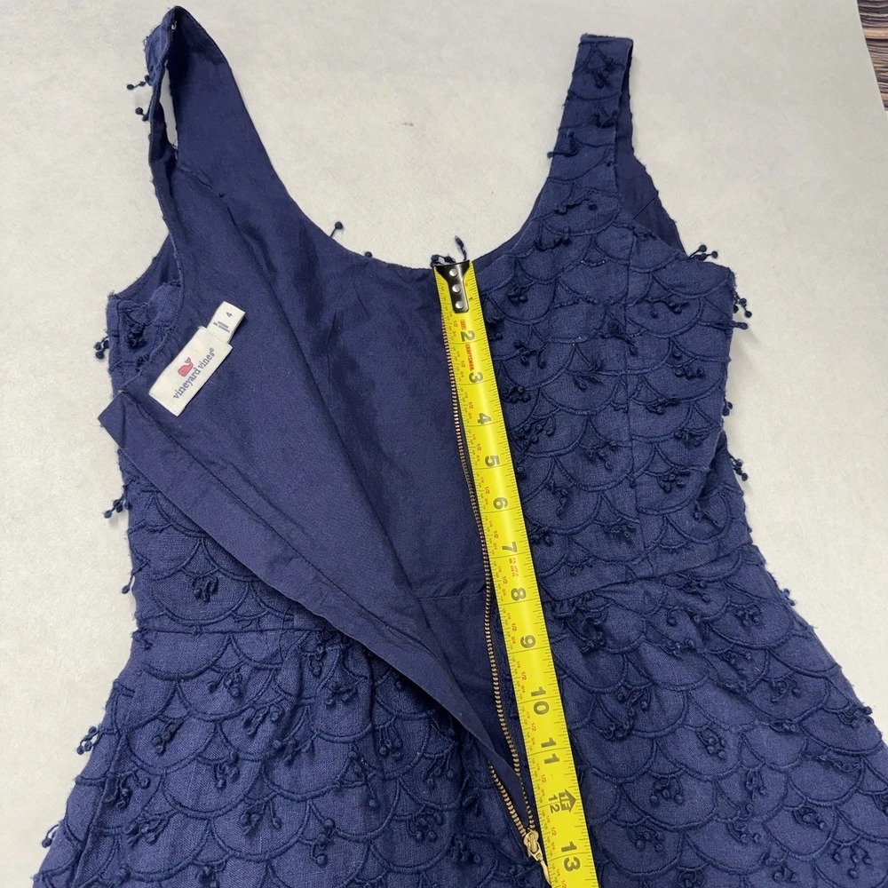 Vineyard Vines Dress 100% Linen A-Line Babydoll Blue Sz 4 Kentucky Derby Preppy - Picture 14 of 14